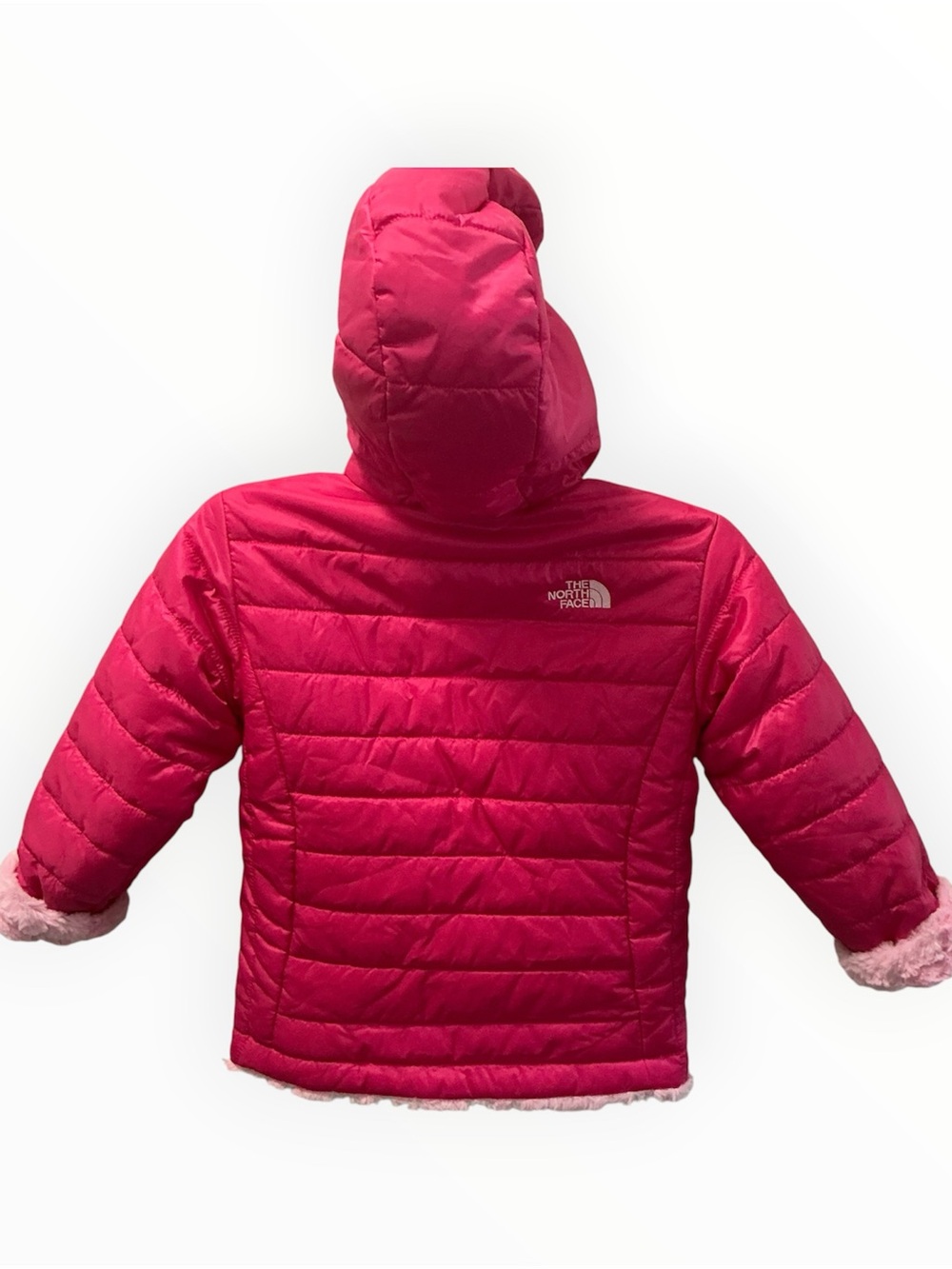 The North Face Girls' Hot Pink Hooded Puffer Jacket 4T NWT - Picture 3 of 5